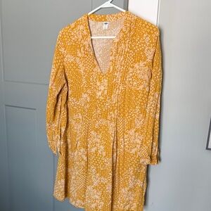 Old Navy Mustard Floral Long Sleeve Dress